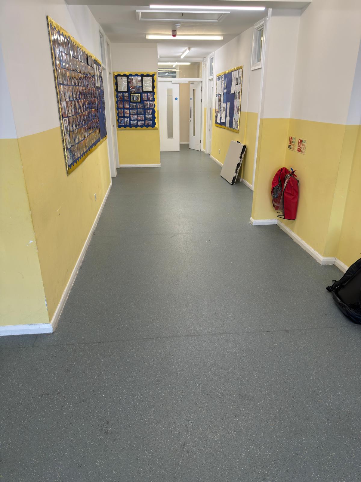 Old vinyl flooring at The Javan Coker Foundation prior to replacement by Loughton Contracts